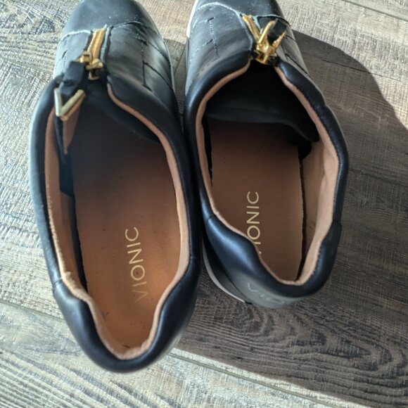 Vionic Womens Splendid Ellis Leather Orthopedic Zip Platform Sneakers Black 7.5 - Picture 7 of 11